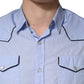 Light Blue Slim Fit Collared Long Sleeve Casual Shirt
