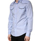 Light Blue Slim Fit Collared Long Sleeve Casual Shirt