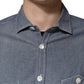 Dark Blue Slim Fit Collared Long Sleeve Denim Shirt