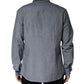 Dark Blue Slim Fit Collared Long Sleeve Denim Shirt