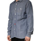 Dark Blue Slim Fit Collared Long Sleeve Denim Shirt