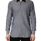 Dark Blue Cotton Long Sleeves Collared Dress Formal Shirt