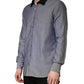 Dark Blue Cotton Long Sleeves Collared Dress Formal Shirt