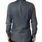 DarkBlue Long Sleeve Collared Denim Shirt