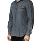 DarkBlue Long Sleeve Collared Denim Shirt