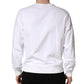 White Cotton Crew Neck Sweatshirt Sweater