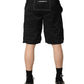 Black Nylon Elastic Waist Swim Shorts Swimwear