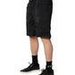 Black Nylon Elastic Waist Swim Shorts Swimwear