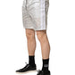 Silver Polyester Drawstring Men Shorts Swimwear