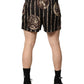 Black Roman Coin Print Swim Shorts Swimwear