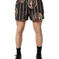 Black Roman Coin Print Swim Shorts Swimwear