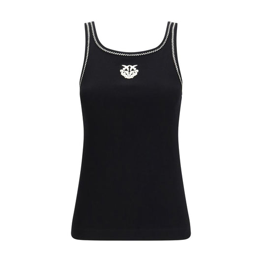 Black Cotton Sleeveles T-Shirt