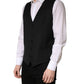 Black Wool Single Breasted Men Waistcoat Vest