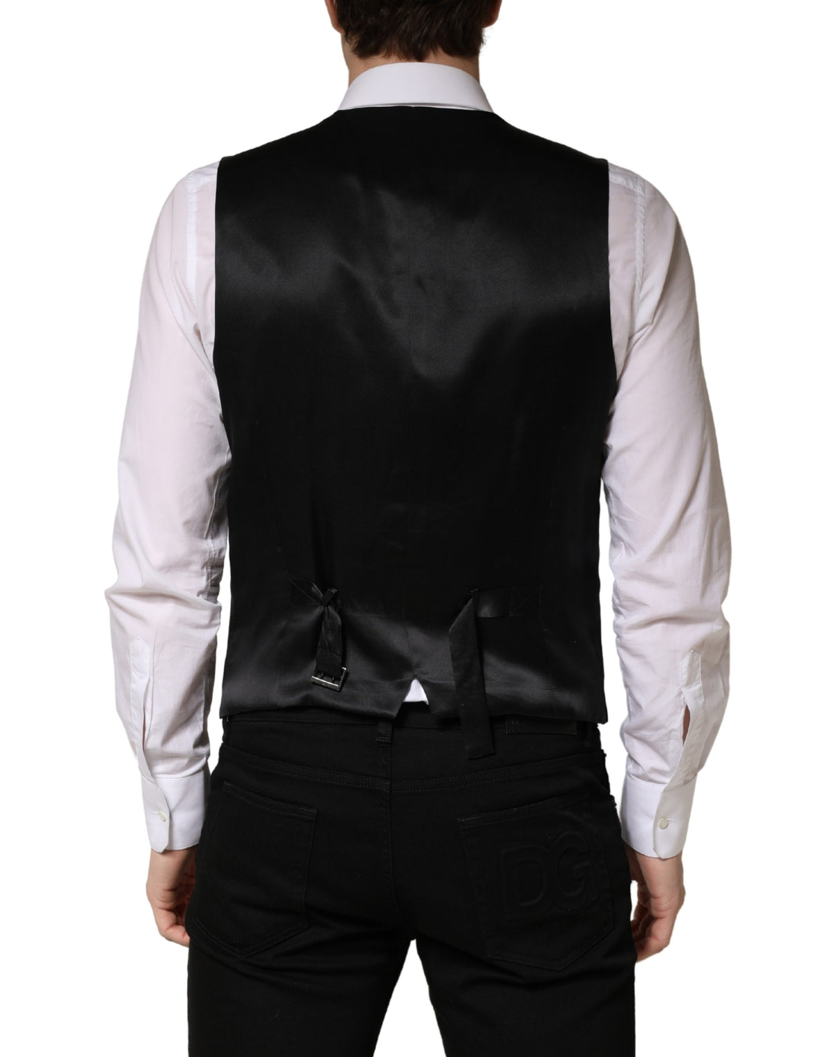 Black Wool Single Breasted Men Waistcoat Vest