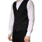 Black Wool Single Breasted Men Waistcoat Vest