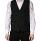 Black Wool Single Breasted Men Waistcoat Vest