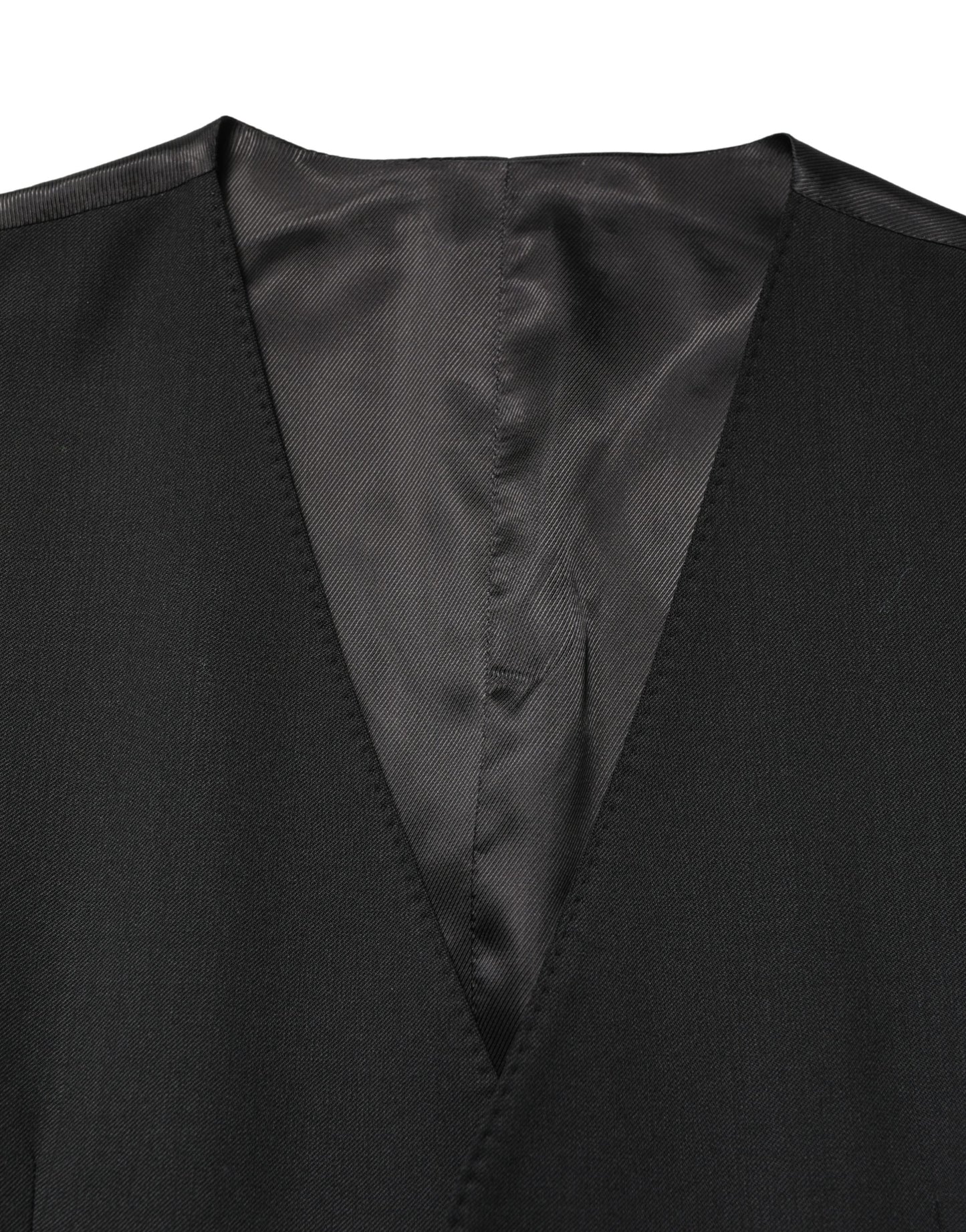 Black Wool Single Breasted Men Waistcoat Vest