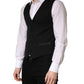 Black Wool Single Breasted Men Waistcoat Vest