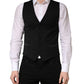 Black Wool Single Breasted Men Waistcoat Vest