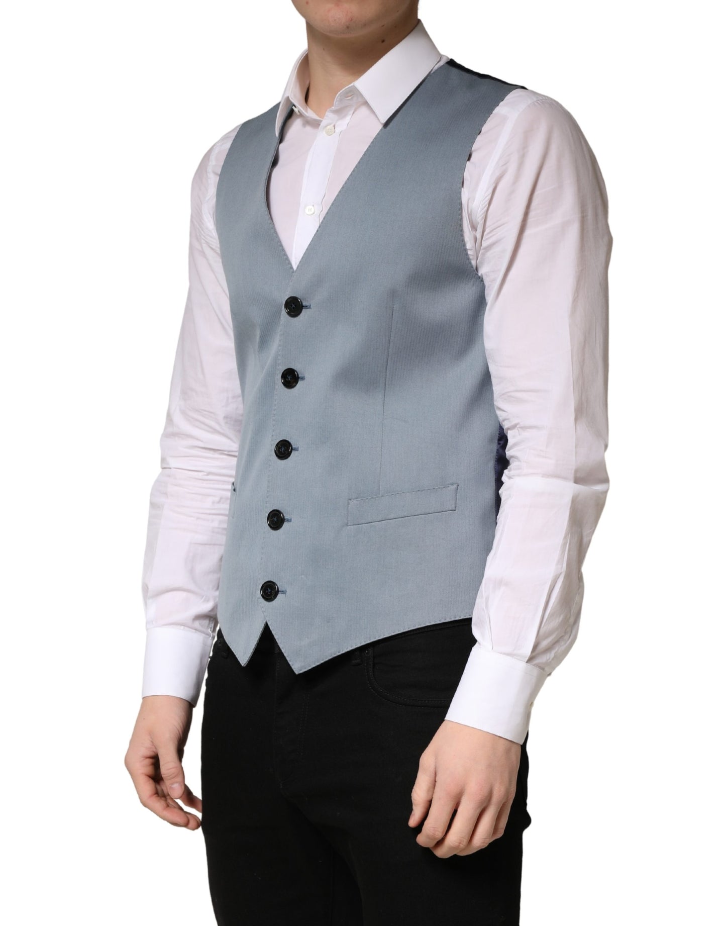 Gray Wool Single Breasted Men Waistcoat Vest