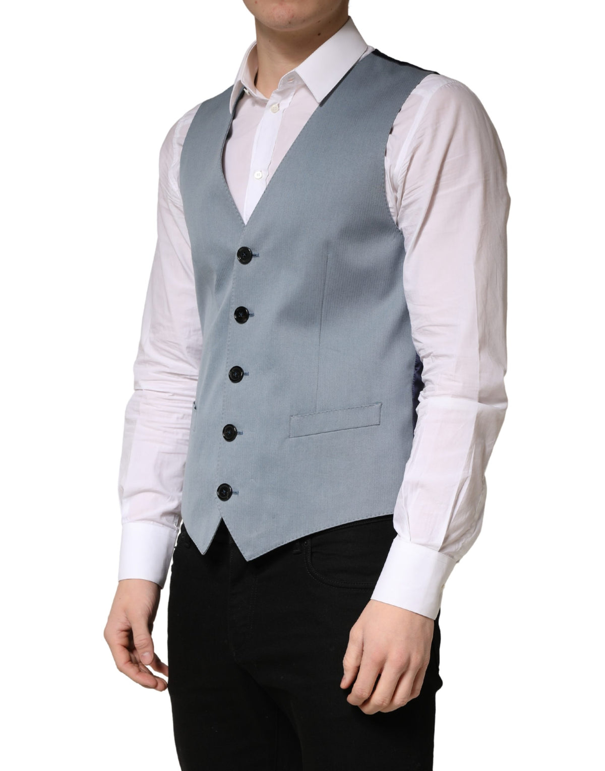 Gray Wool Single Breasted Men Waistcoat Vest