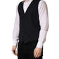 Black Wool Single Breasted Waistcoat Vest