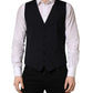 Black Wool Single Breasted Waistcoat Vest