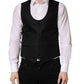 Black Wool Single Breasted Waistcoat Vest
