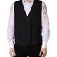 Black Wool Single Breasted Waistcoat Vest