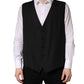 Black Wool Single Breasted Waistcoat Vest