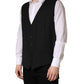 Black Wool Single Breasted Waistcoat Vest