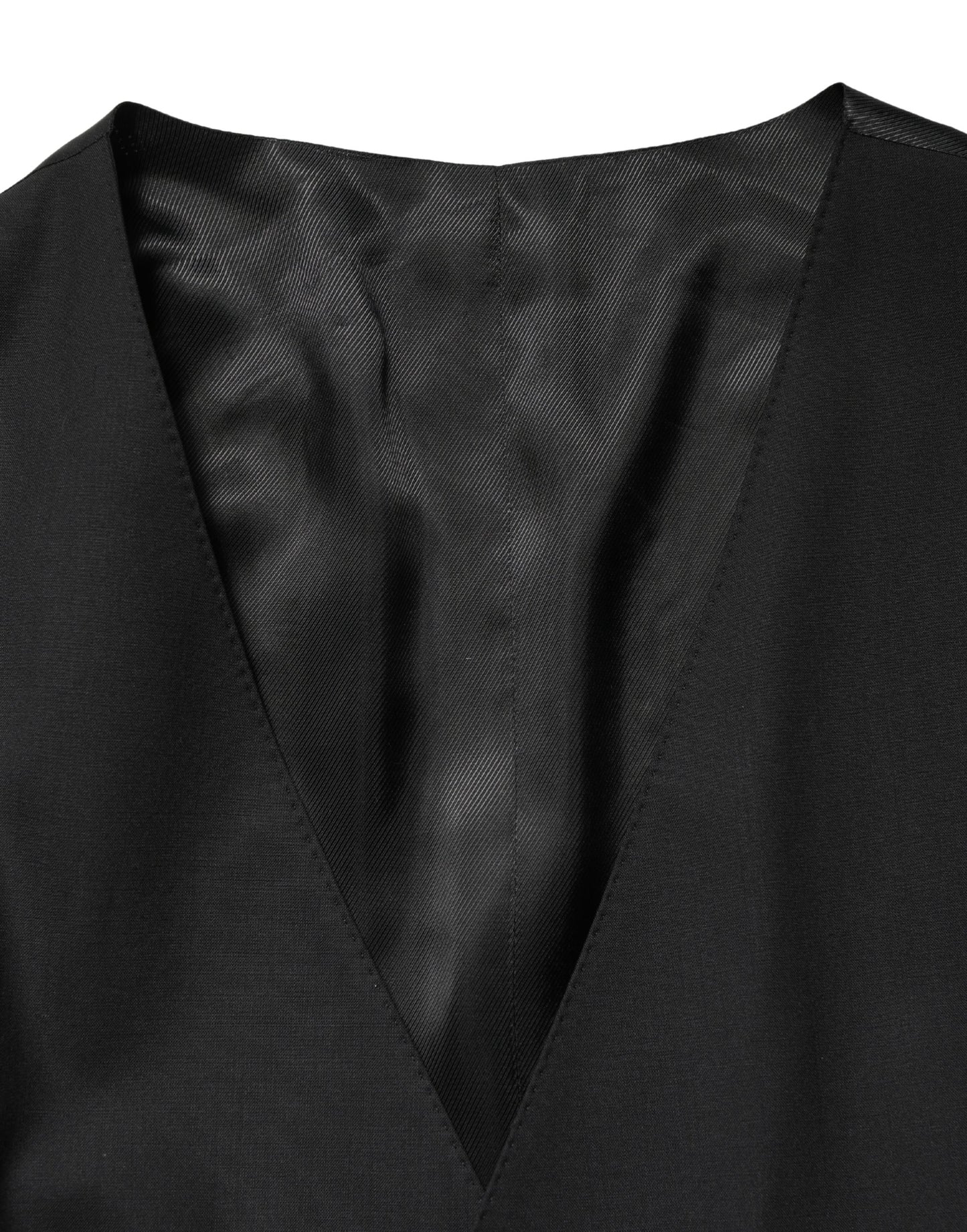 Black Wool Single Breasted Waistcoat Vest