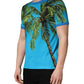 Blue Palm Tree Print Cotton CrewNeck T-shirt