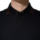 Dark Blue Silk Short Sleeve Men Polo T-shirt