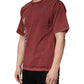 Maroon Print Round Neck Short Sleeve T-shirt