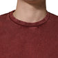 Maroon Print Round Neck Short Sleeve T-shirt