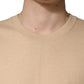 Beige Cotton Roundneck Oversized Fit T-shirt