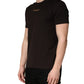 Brown Logo Embroidered Men Crew Neck T-shirt