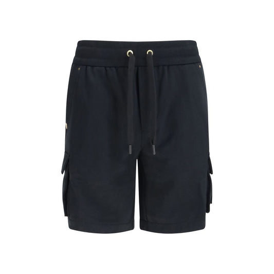 Black Cotton Bermuda Shorts