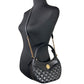 Versace Quilted Black Leather Half Moon Chain Crossbody Bag