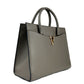 Versace Virtus Large Leather Top Handle Satchel Bag Tote Gray