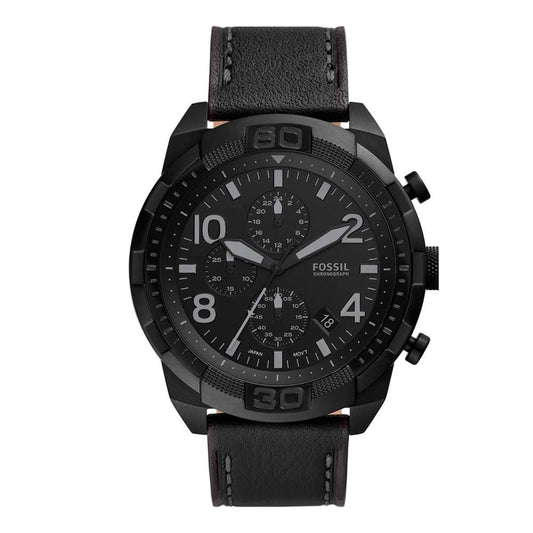 Black Leather Sport Watch