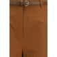 Brown Cotton Casual Pants