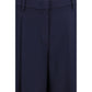 Blue Silk Casual Pants