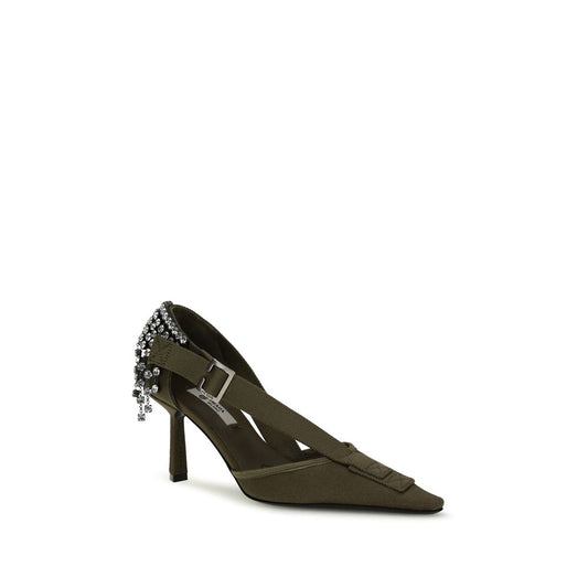 Bicolor Cotton High Heel Pumps