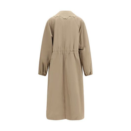 Beige Polyester Trench Coat
