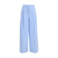 Blue Cotton Casual Pants