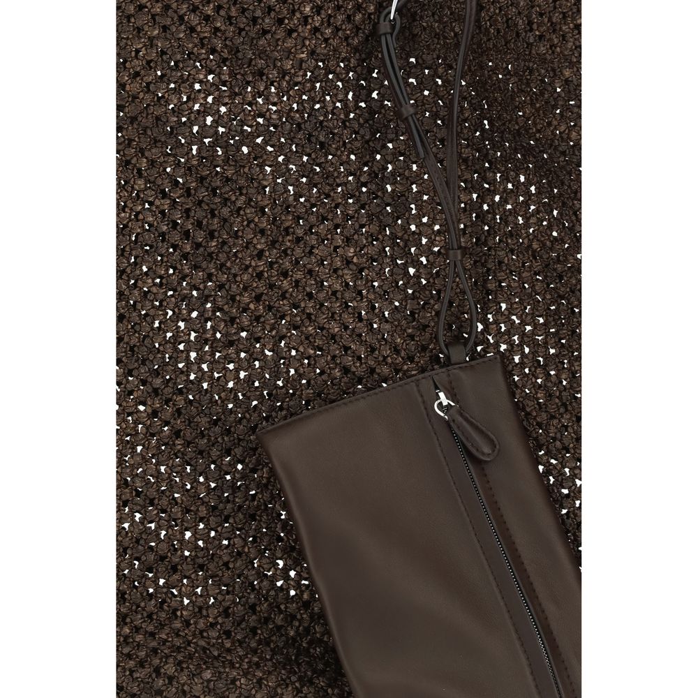 Brown Raffia Shoulder Bag