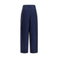 Blue Cotton Casual Pants