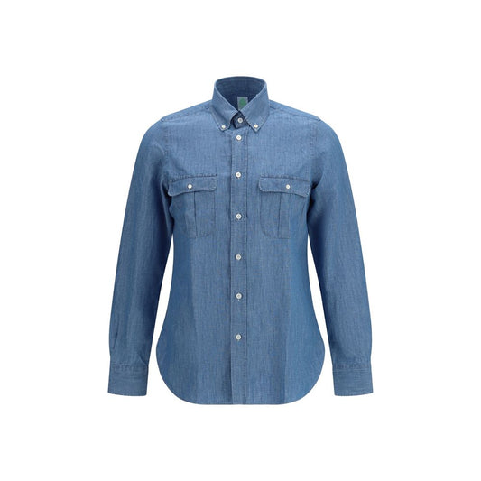 Blue Cotton Dress Shirt